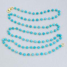 40.66cts natural peruvian amazonite 925 silver gold beads necklace jewelry y6972