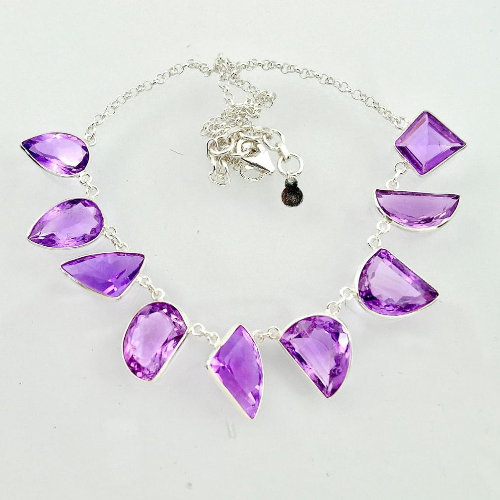 59.83cts natural pink amethyst 925 sterling silver necklace jewelry d47379