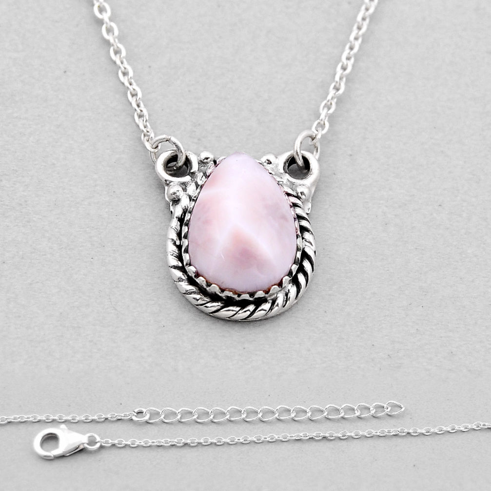 5.02cts natural pink natrolite fancy 925 sterling silver necklace jewelry n49001