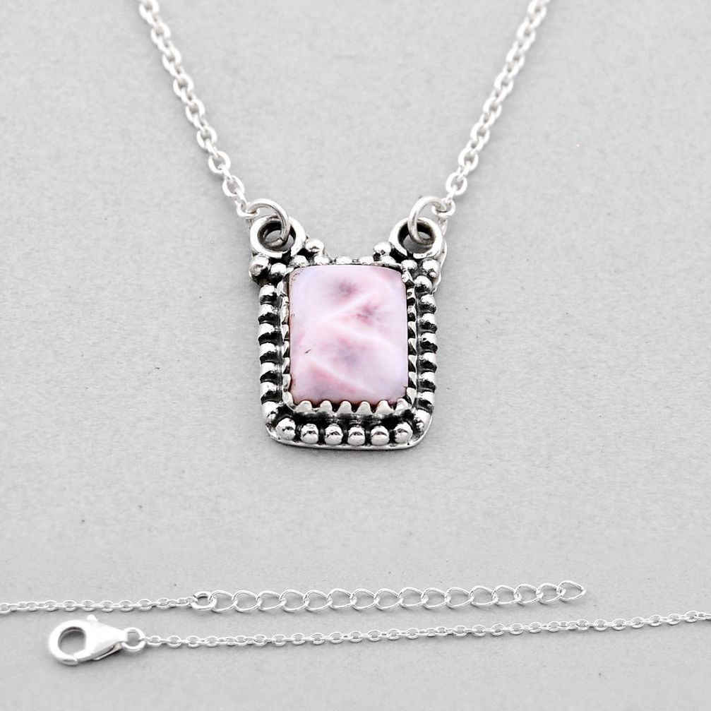 4.42cts natural pink natrolite octagan sterling silver necklace jewelry n49008