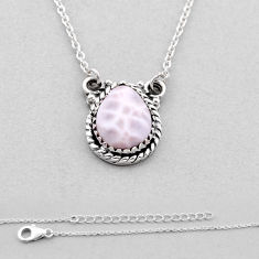 5.00cts natural pink natrolite pear 925 sterling silver necklace jewelry n49009