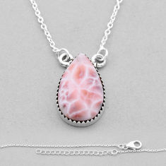 12.30cts natural pink natrolite pear 925 sterling silver necklace jewelry n50152