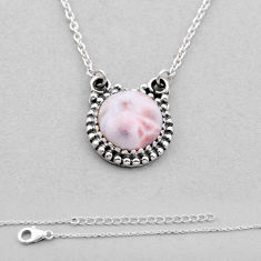4.98cts natural pink natrolite round 925 sterling silver necklace jewelry n49013