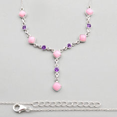 21.03cts natural pink opal amethyst 925 sterling silver necklace jewelry y84282