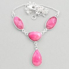 24.65cts natural pink petalite 925 sterling silver necklace jewelry t45272