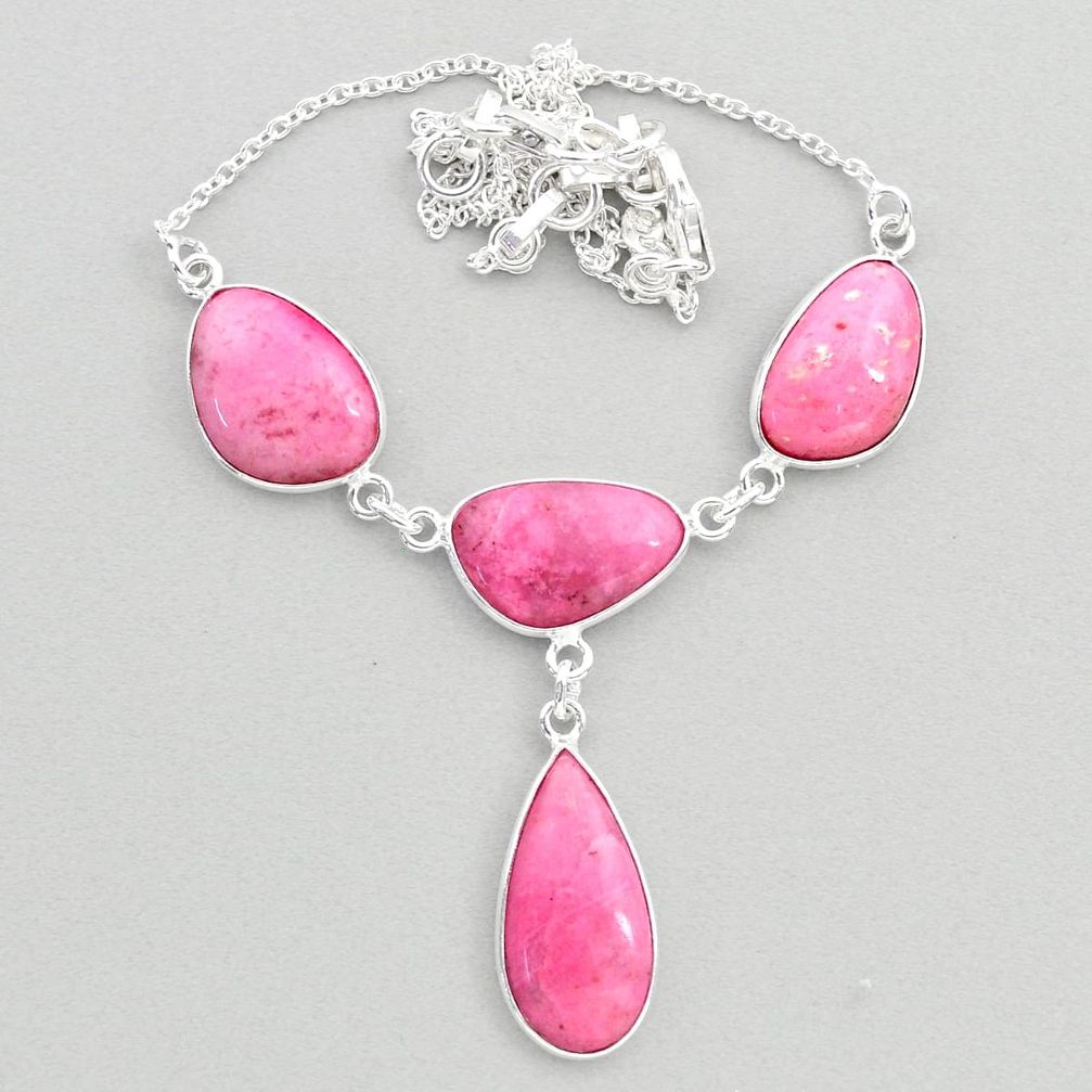 27.05cts natural pink petalite 925 sterling silver necklace jewelry t45279