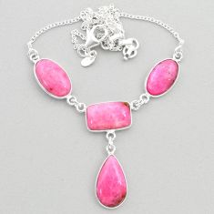 24.38cts natural pink petalite oval 925 sterling silver necklace jewelry t45274