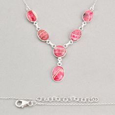 25.00cts natural pink rhodochrosite inca rose (argentina) silver necklace y74952