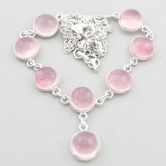 33.10cts natural pink rose quartz 925 sterling silver necklace jewelry t64418
