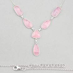 44.32cts natural pink rose quartz 925 sterling silver necklace jewelry y72101