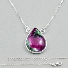 8.95cts natural pink ruby zoisite 925 sterling silver necklace jewelry u11152