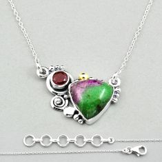 8.22cts natural pink ruby zoisite garnet 925 sterling silver necklace u11234
