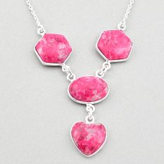 25.00cts natural pink thulite (unionite, pink zoisite) silver necklace t83345