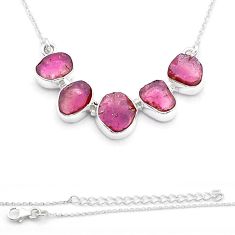 13.77cts natural pink tourmaline 925 sterling silver necklace jewelry u67521