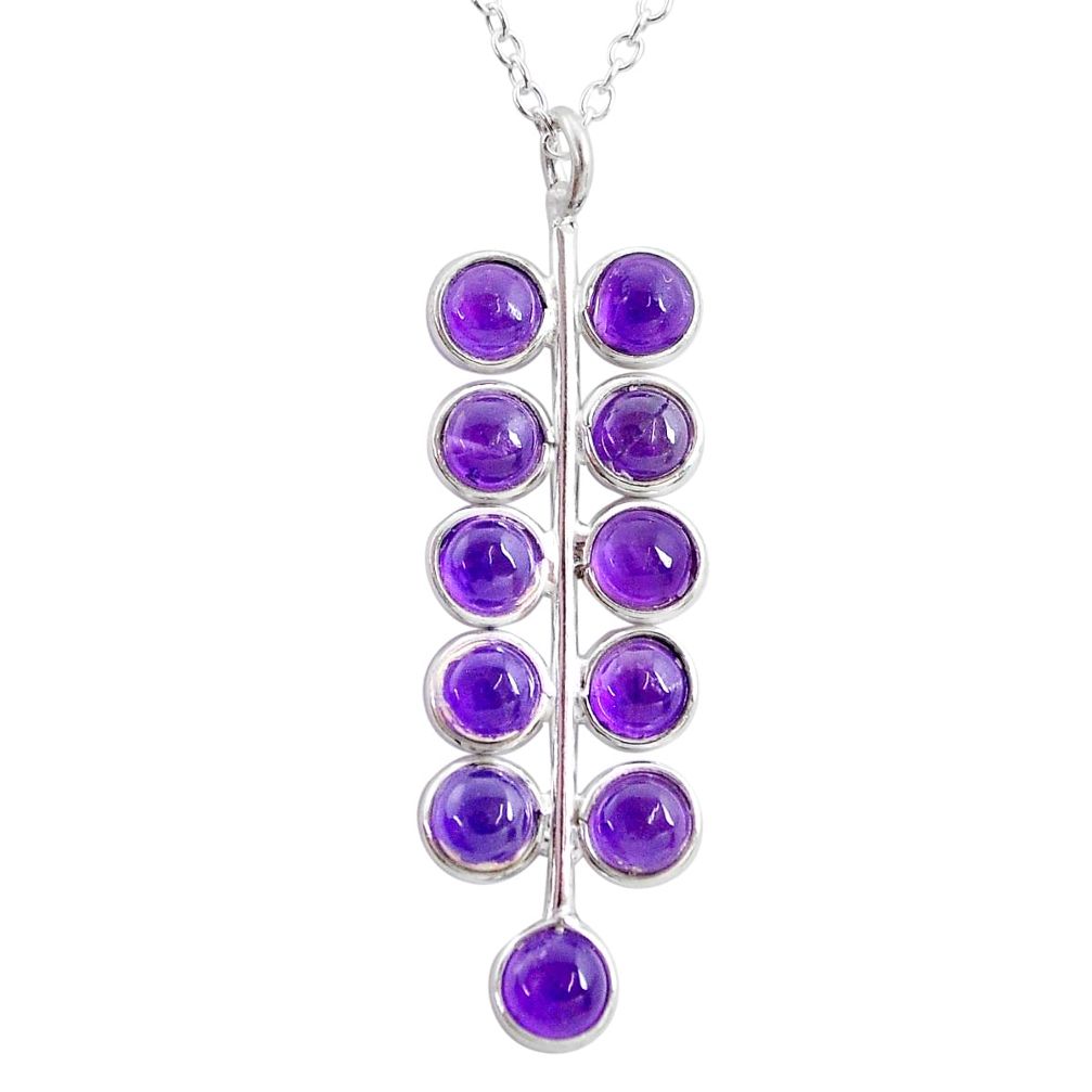 6.04cts natural purple amethyst 925 sterling silver necklace jewelry t12382