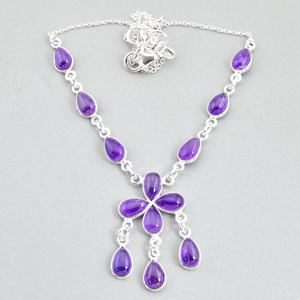 23.11cts natural purple amethyst 925 silver necklace jewelry t34103