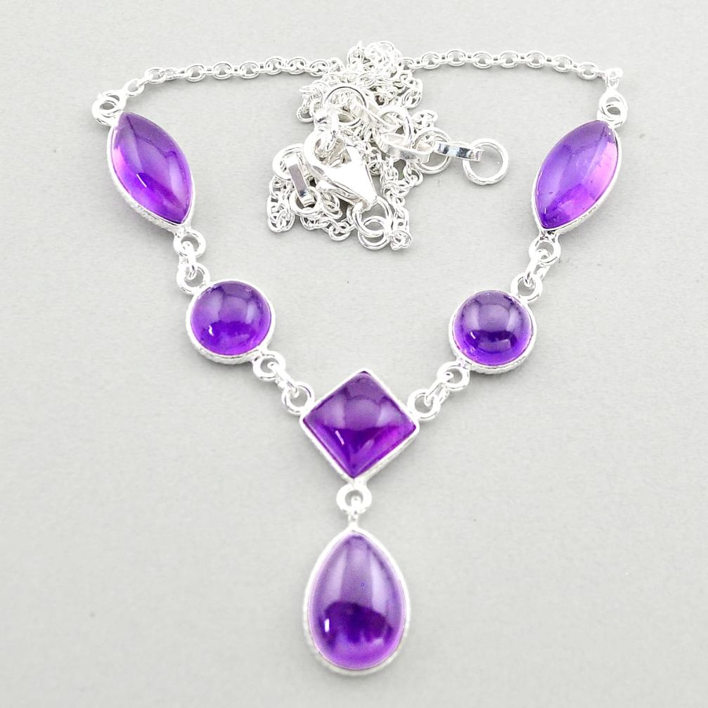 25.15cts natural purple amethyst 925 sterling silver necklace jewelry t59115