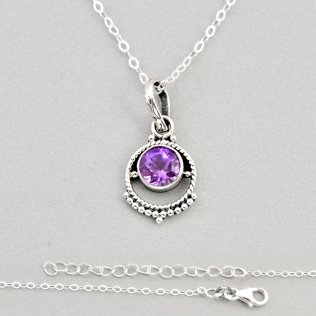 2.34cts natural purple amethyst 925 sterling silver necklace jewelry y72168