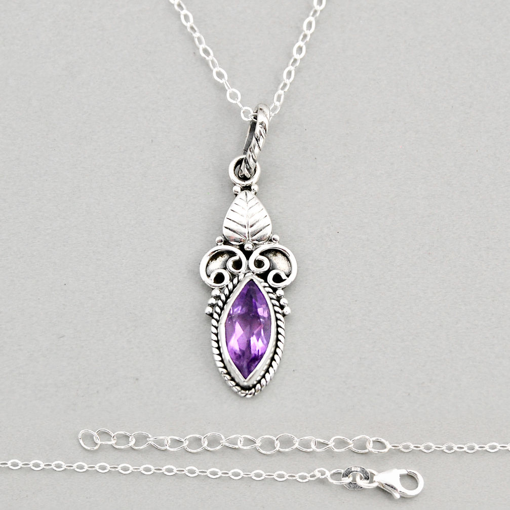 4.82cts natural purple amethyst 925 sterling silver necklace jewelry y72170