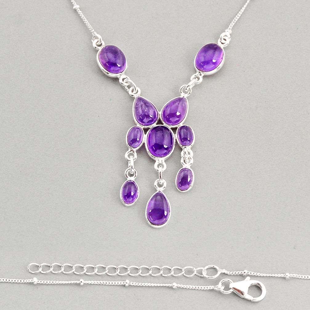19.22cts natural purple amethyst 925 sterling silver necklace jewelry y76503