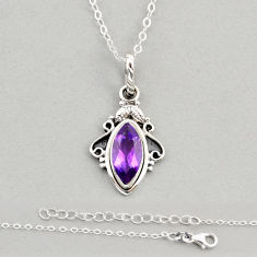 4.57cts natural purple amethyst marquise 925 sterling silver necklace y72154