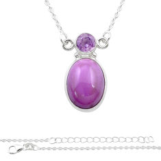 11.12cts natural purple phosphosiderite amethyst 925 silver necklace u46273