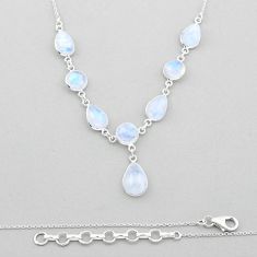 30.27cts natural rainbow moonstone 925 sterling silver necklace jewelry n44395