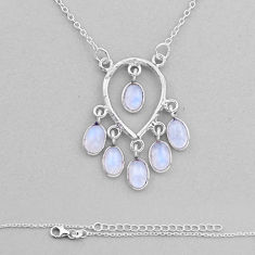 6.44cts natural rainbow moonstone 925 sterling silver necklace jewelry n8479