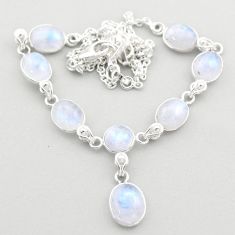 28.30cts natural rainbow moonstone 925 sterling silver necklace jewelry t64459