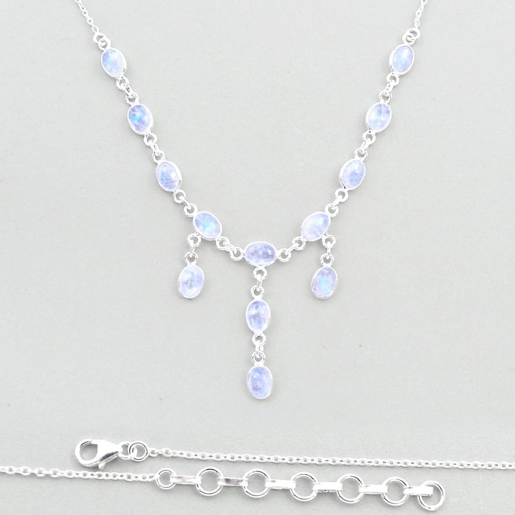 19.68cts natural rainbow moonstone 925 sterling silver necklace jewelry u32858
