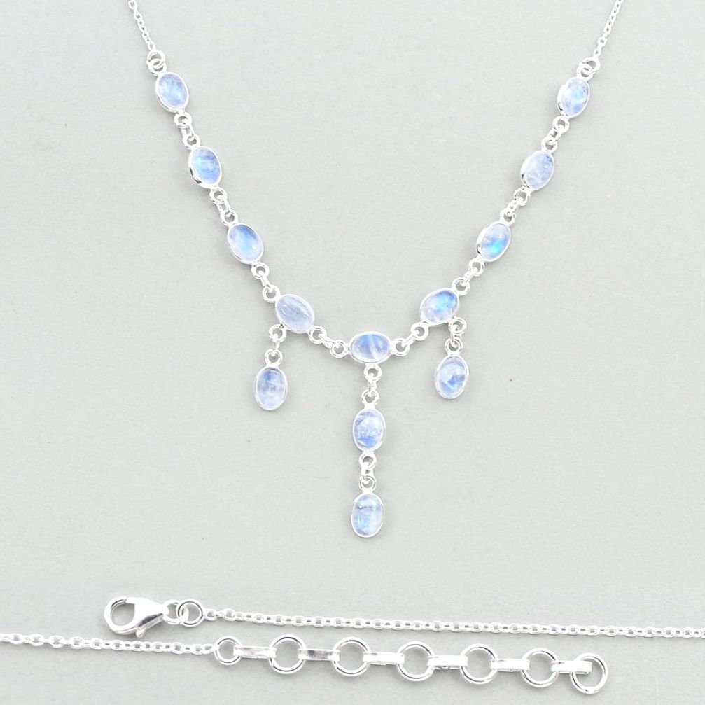 20.96cts natural rainbow moonstone 925 sterling silver necklace jewelry u32860