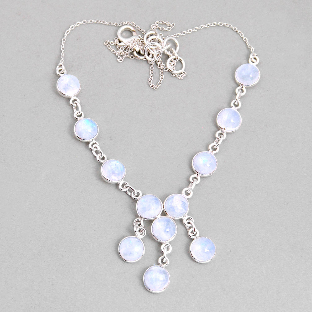 26.11cts natural rainbow moonstone 925 sterling silver necklace jewelry y4382