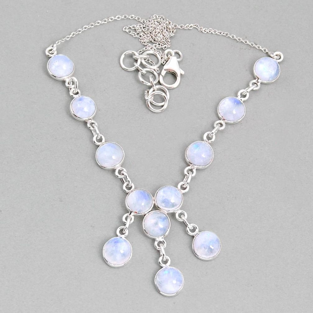 26.65cts natural rainbow moonstone 925 sterling silver necklace jewelry y4385