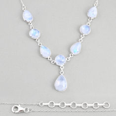 30.41cts natural rainbow moonstone 925 sterling silver necklace jewelry y57537