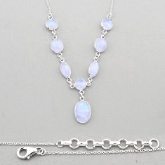 24.35cts natural rainbow moonstone 925 sterling silver necklace jewelry y60740