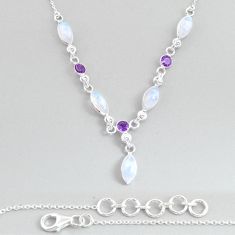 19.12cts natural rainbow moonstone amethyst 925 sterling silver necklace u87208