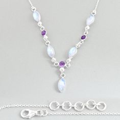 19.93cts natural rainbow moonstone amethyst 925 sterling silver necklace u87211