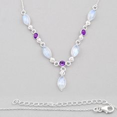 23.74cts natural rainbow moonstone amethyst 925 sterling silver necklace y36396