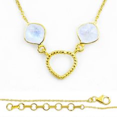 5.68cts natural rainbow moonstone gold polished 925 sterling silver necklace u22384