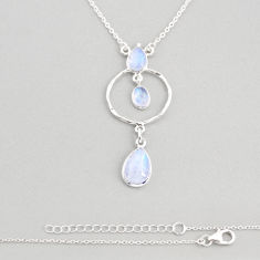 8.12cts natural rainbow moonstone pear sterling silver necklace jewelry y76956