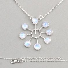 5.38cts natural rainbow moonstone round sterling silver necklace jewelry n8460