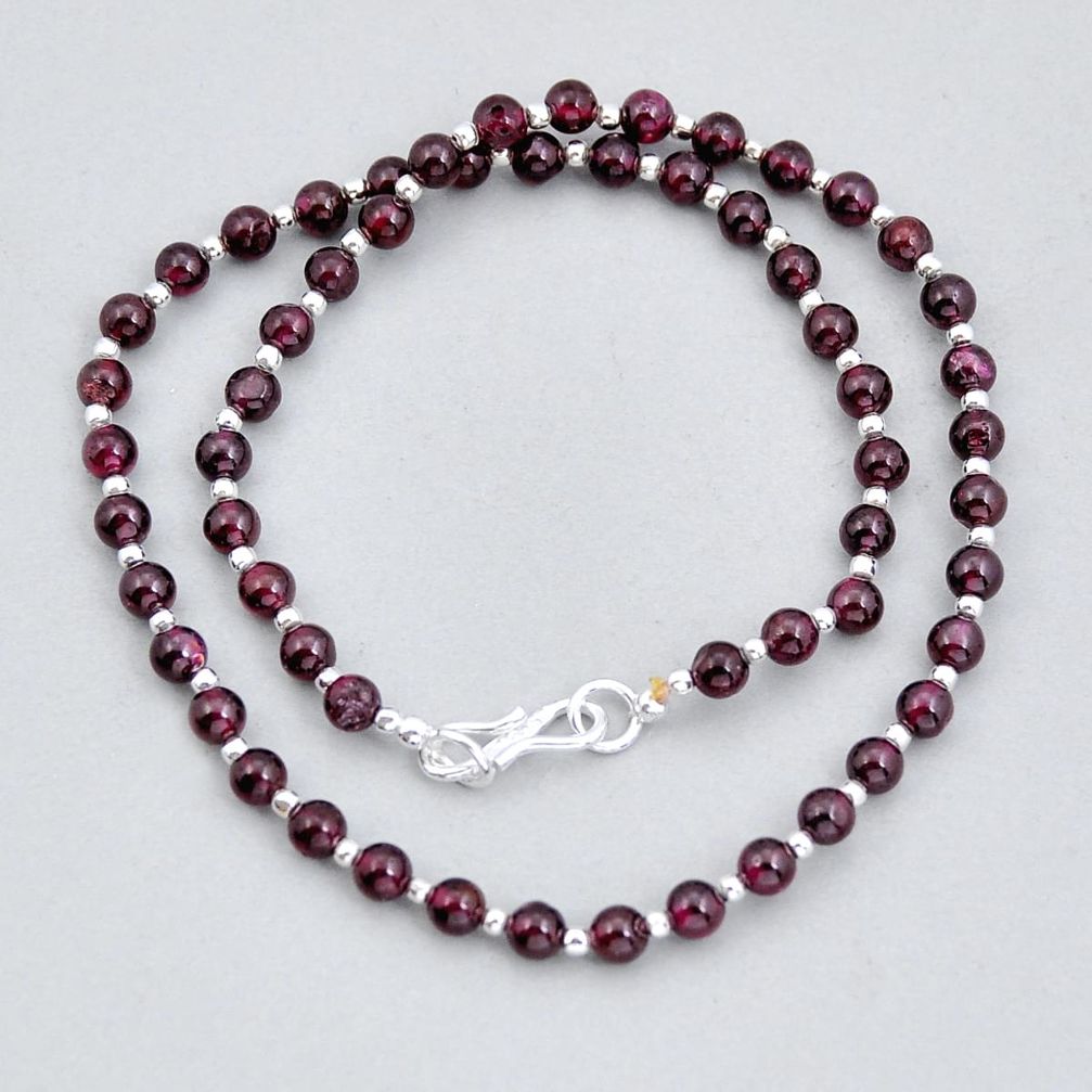 47.12cts natural red garnet 925 sterling silver beads necklace jewelry y6967