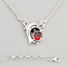 1.13cts natural red garnet 925 sterling silver dolphin necklace jewelry y76799