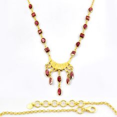 34.43cts natural red garnet 925 sterling silver gold necklace jewelry y24159