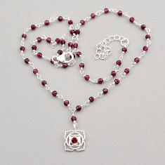 14.65cts natural red garnet beads 925 sterling silver necklace jewelry y92245