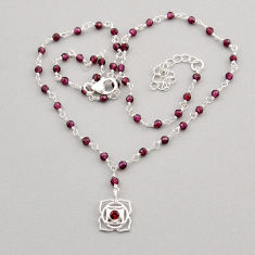 14.57cts natural red garnet beads 925 sterling silver necklace jewelry y92246