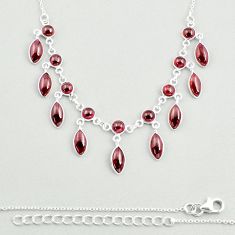 26.08cts natural red garnet marquise 925 sterling silver necklace jewelry u25152
