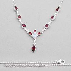 15.91cts natural red garnet marquise moonstone silver necklace jewelry n26933