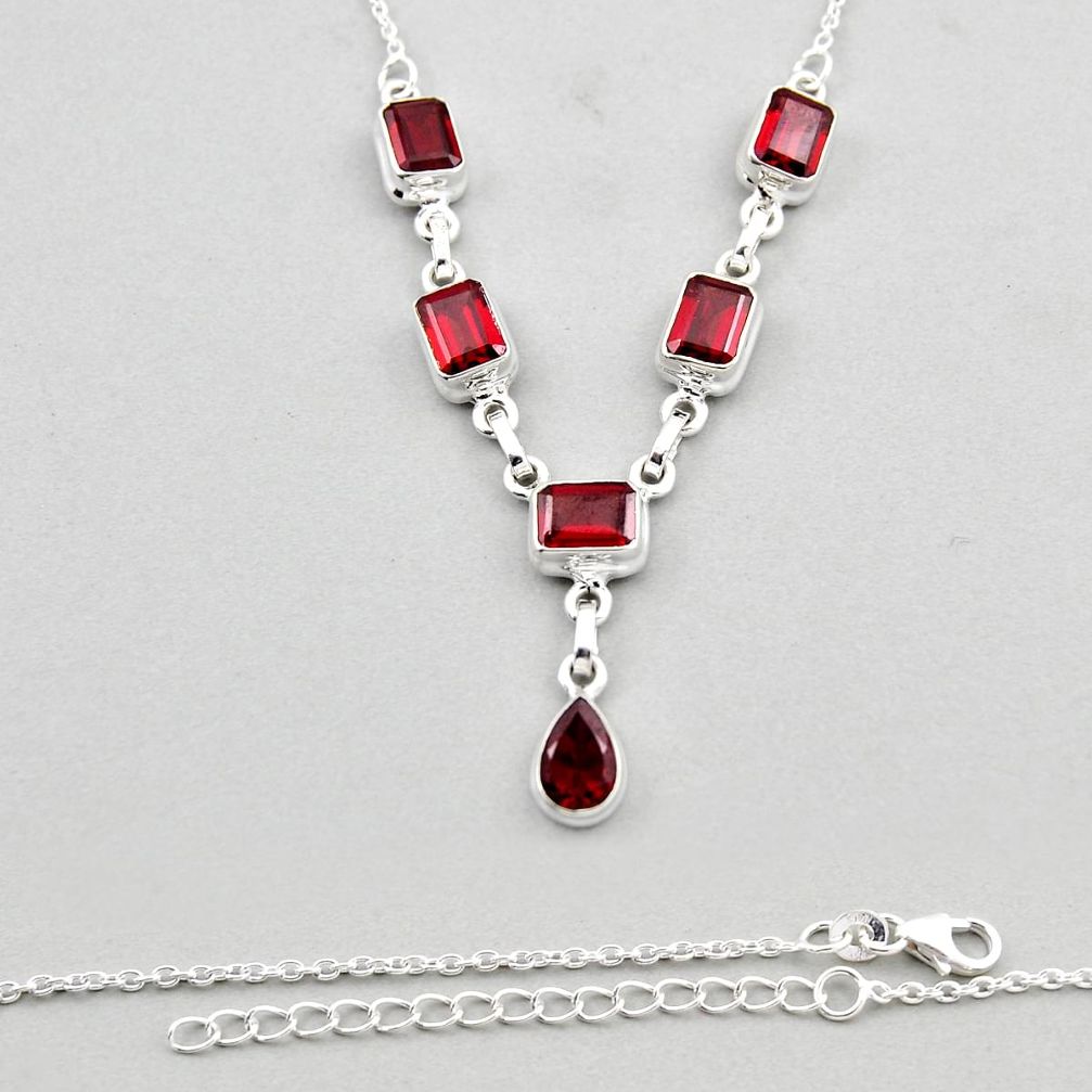 12.60cts natural red garnet octagan 925 sterling silver necklace jewelry y44778