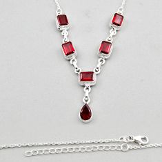 12.60cts natural red garnet octagan 925 sterling silver necklace jewelry y44778